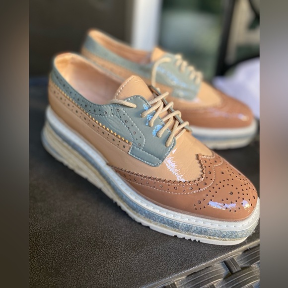 New Women’s leather platform shoe - multi color US7 - Picture 4 of 8